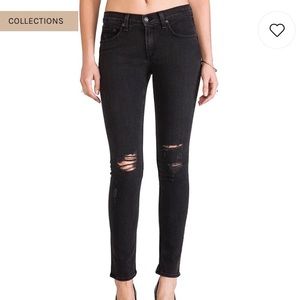 Rag & bone Skinny Jeans in Soft Rock with Holes